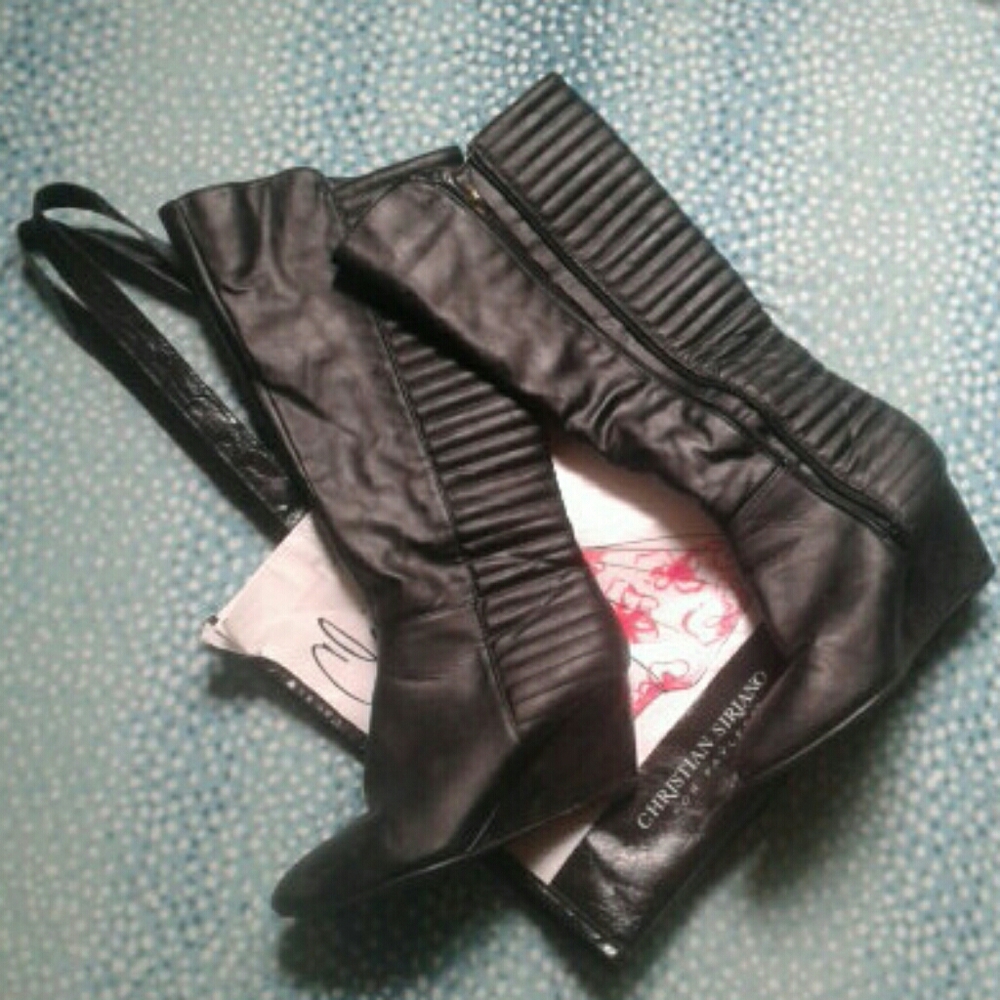 DKNY Black Karen Heel Boots, Size 8- Used